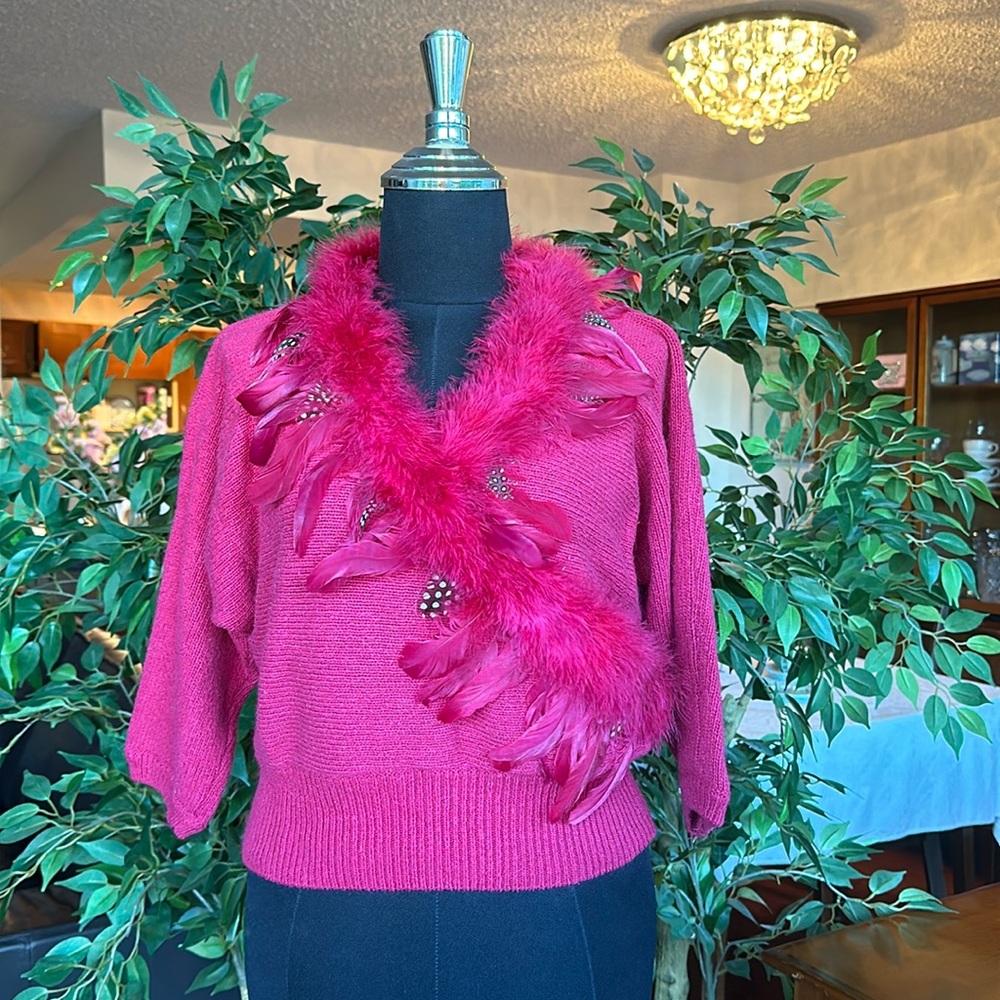 Vintage Bonnie & Bill New York Silk Angora Feather Sweater fits XS to Small